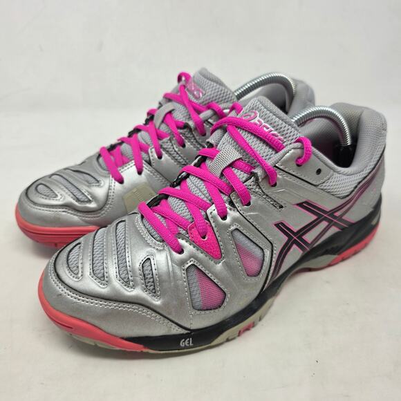ASICS Gel-Rocket 7 Silver Pink Volleyball Shoes Womens Size 7.5 - Picture 1 of 8